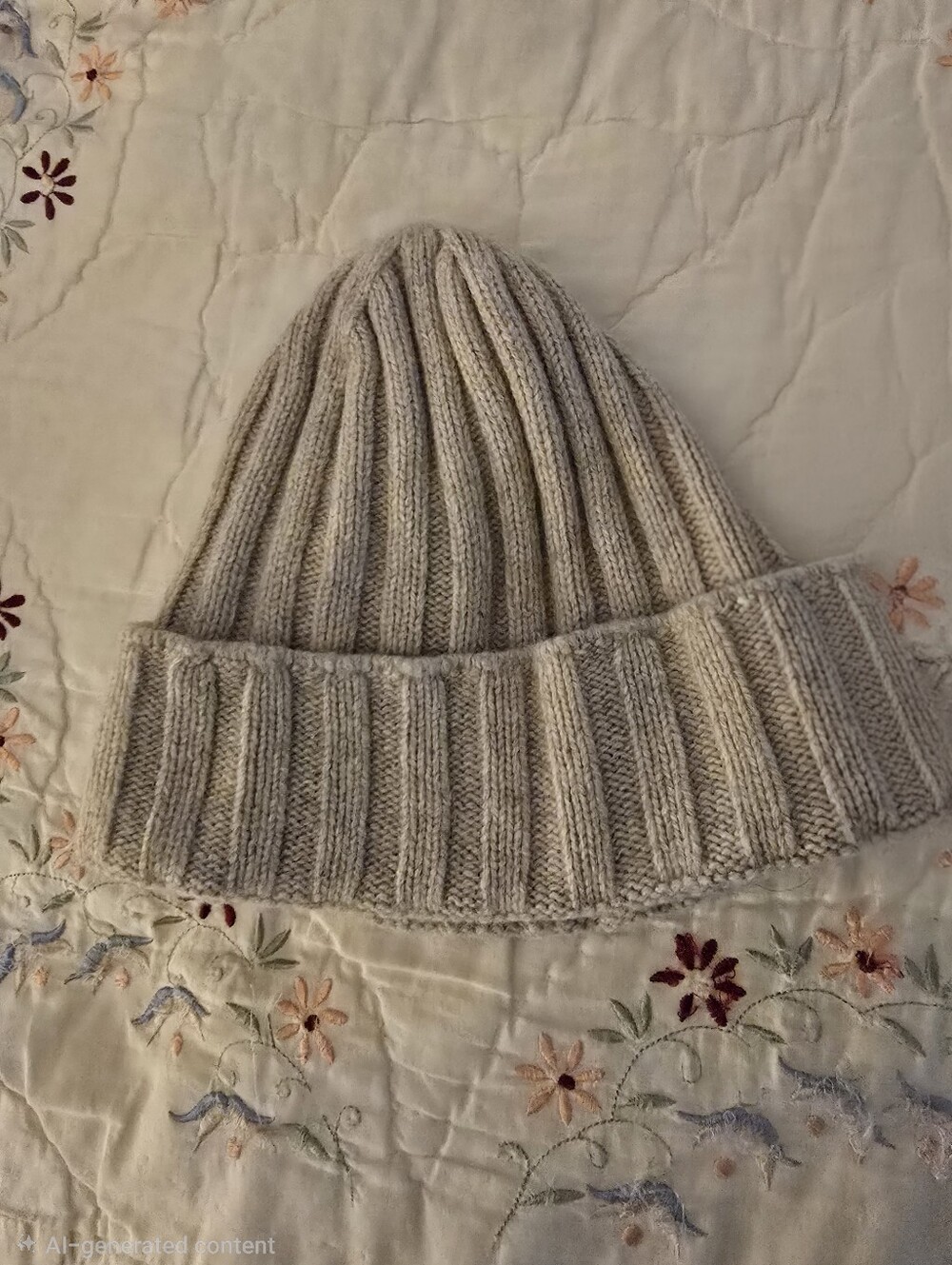 Cashmere Neutral Ribbed Knit Winter Hat/Beanie
